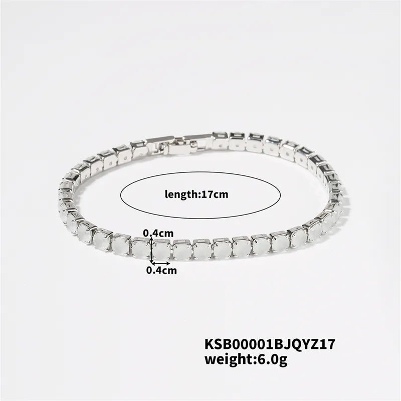 Hip-Hop Solid Color Copper Inlay Zircon K Gold Plated Rhodium Plated Unisex Tennis Bracelet - Canvas & Charms