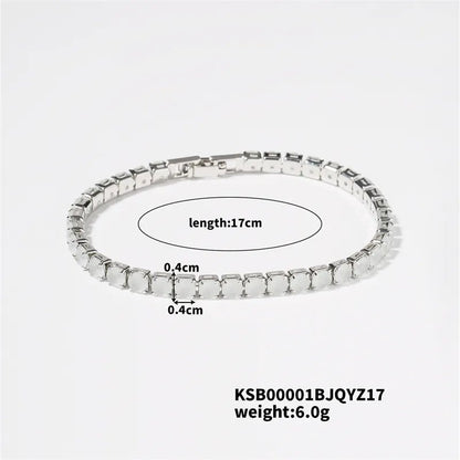 Hip-Hop Solid Color Copper Inlay Zircon K Gold Plated Rhodium Plated Unisex Tennis Bracelet - Canvas & Charms