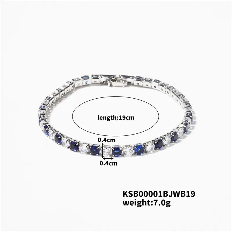 Hip-Hop Solid Color Copper Inlay Zircon K Gold Plated Rhodium Plated Unisex Tennis Bracelet - Canvas & Charms