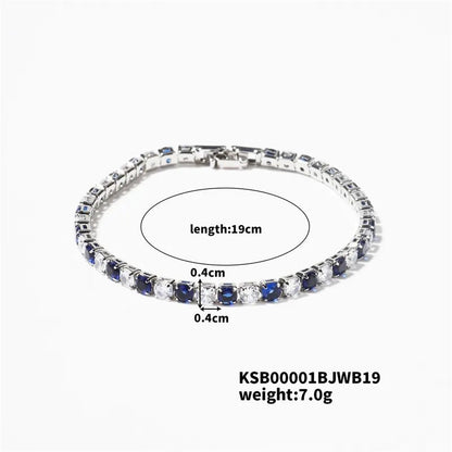 Hip-Hop Solid Color Copper Inlay Zircon K Gold Plated Rhodium Plated Unisex Tennis Bracelet - Canvas & Charms
