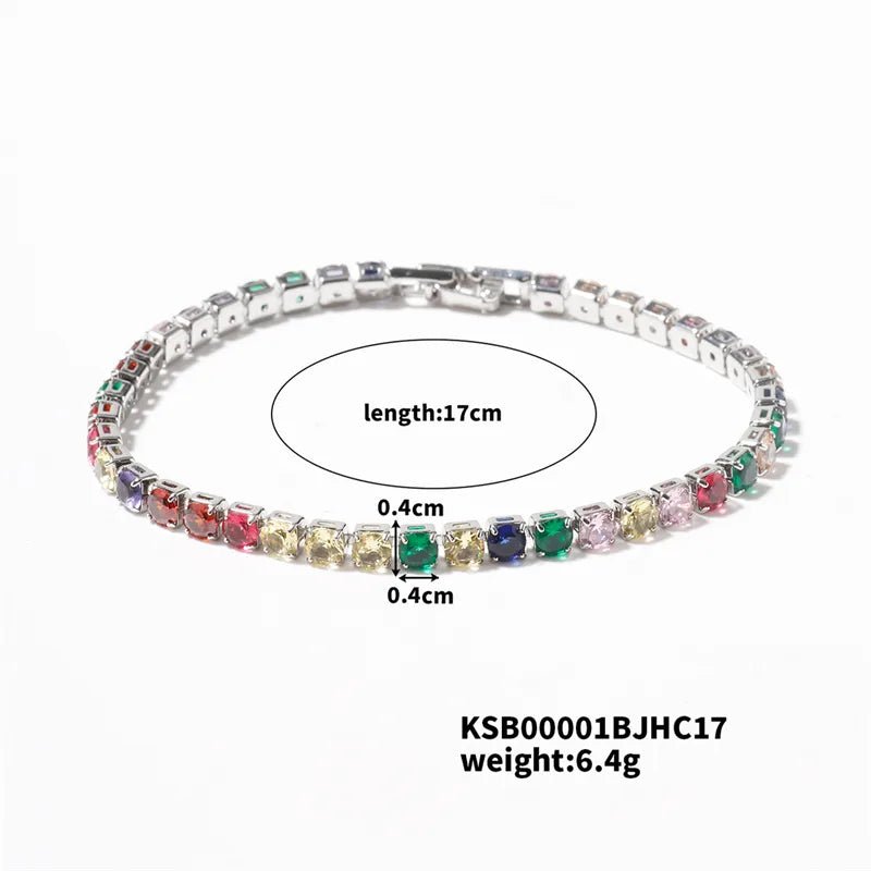 Hip-Hop Solid Color Copper Inlay Zircon K Gold Plated Rhodium Plated Unisex Tennis Bracelet - Canvas & Charms