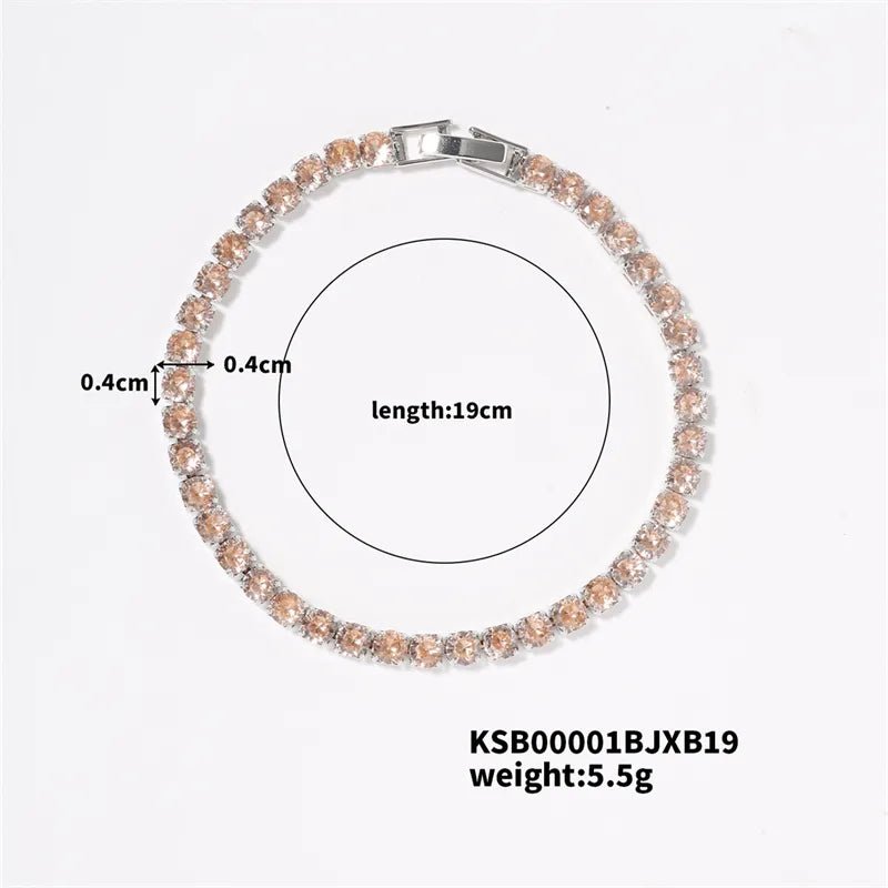 Hip-Hop Solid Color Copper Inlay Zircon K Gold Plated Rhodium Plated Unisex Tennis Bracelet - Canvas & Charms