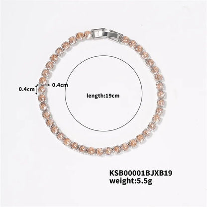 Hip-Hop Solid Color Copper Inlay Zircon K Gold Plated Rhodium Plated Unisex Tennis Bracelet - Canvas & Charms
