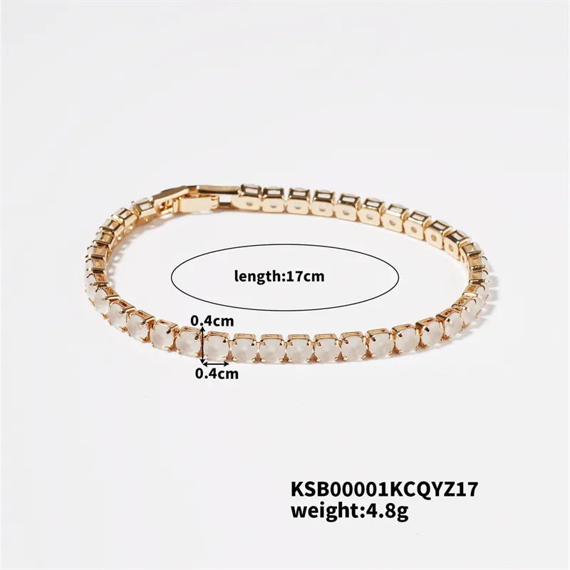 Hip-Hop Solid Color Copper Inlay Zircon K Gold Plated Rhodium Plated Unisex Tennis Bracelet - Canvas & Charms