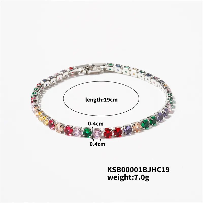 Hip-Hop Solid Color Copper Inlay Zircon K Gold Plated Rhodium Plated Unisex Tennis Bracelet - Canvas & Charms