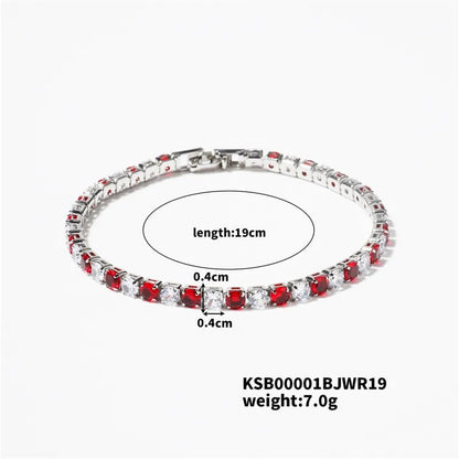 Hip-Hop Solid Color Copper Inlay Zircon K Gold Plated Rhodium Plated Unisex Tennis Bracelet - Canvas & Charms