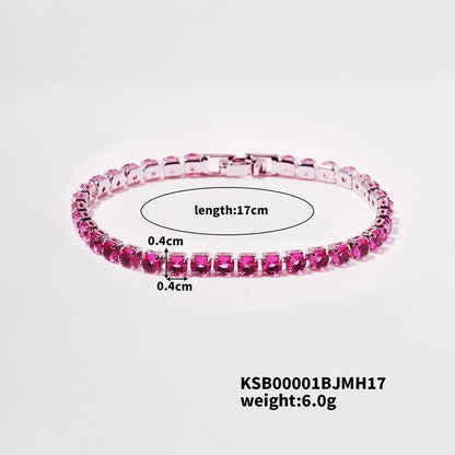 Hip-Hop Solid Color Copper Inlay Zircon K Gold Plated Rhodium Plated Unisex Tennis Bracelet - Canvas & Charms