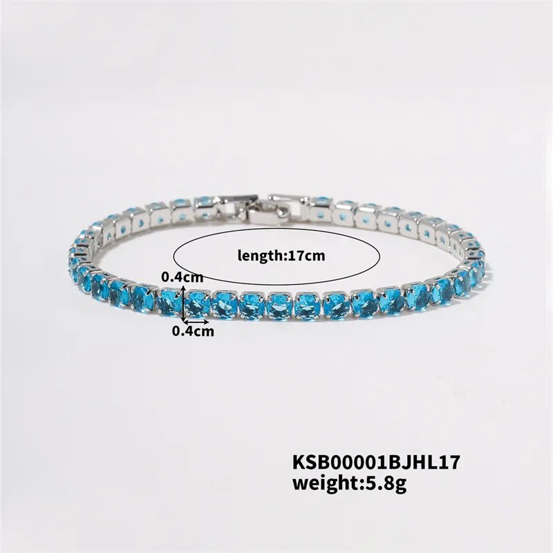 Hip-Hop Solid Color Copper Inlay Zircon K Gold Plated Rhodium Plated Unisex Tennis Bracelet - Canvas & Charms