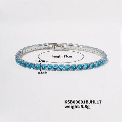 Hip-Hop Solid Color Copper Inlay Zircon K Gold Plated Rhodium Plated Unisex Tennis Bracelet - Canvas & Charms