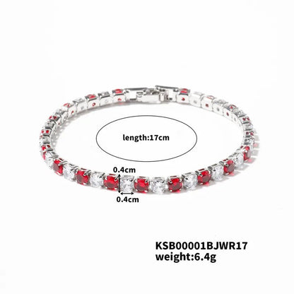 Hip-Hop Solid Color Copper Inlay Zircon K Gold Plated Rhodium Plated Unisex Tennis Bracelet - Canvas & Charms