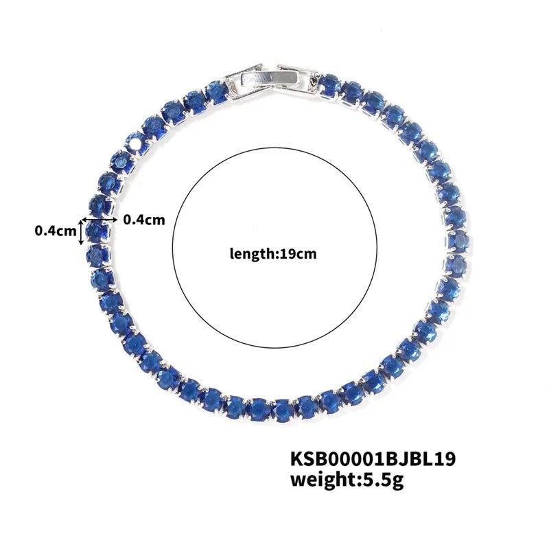 Hip-Hop Solid Color Copper Inlay Zircon K Gold Plated Rhodium Plated Unisex Tennis Bracelet - Canvas & Charms