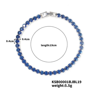 Hip-Hop Solid Color Copper Inlay Zircon K Gold Plated Rhodium Plated Unisex Tennis Bracelet - Canvas & Charms