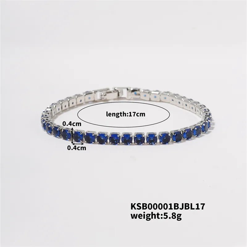 Hip-Hop Solid Color Copper Inlay Zircon K Gold Plated Rhodium Plated Unisex Tennis Bracelet - Canvas & Charms