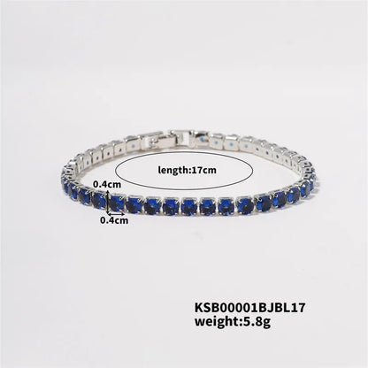 Hip-Hop Solid Color Copper Inlay Zircon K Gold Plated Rhodium Plated Unisex Tennis Bracelet - Canvas & Charms