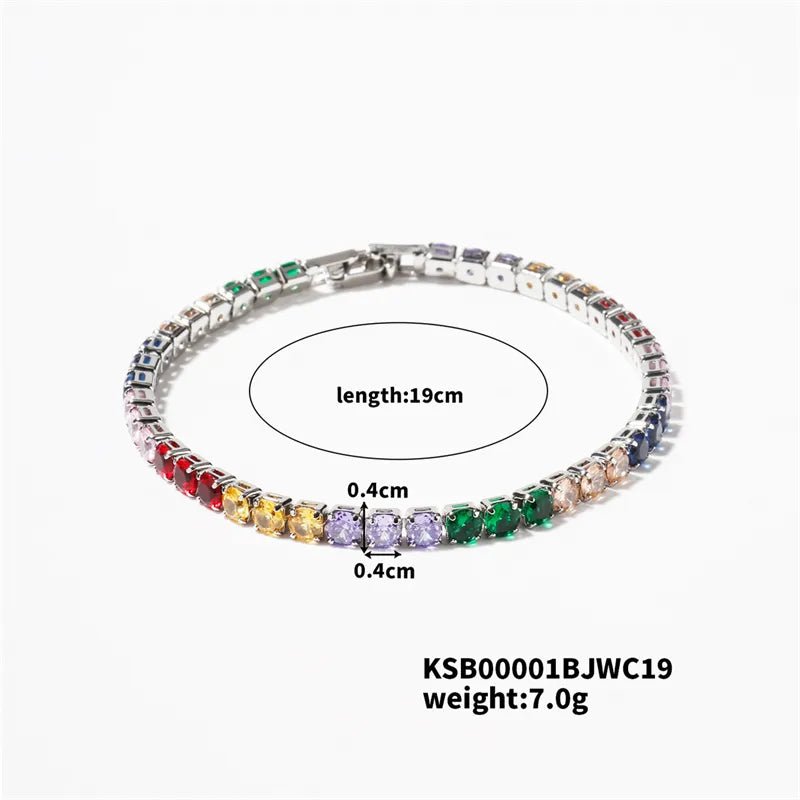 Hip-Hop Solid Color Copper Inlay Zircon K Gold Plated Rhodium Plated Unisex Tennis Bracelet - Canvas & Charms