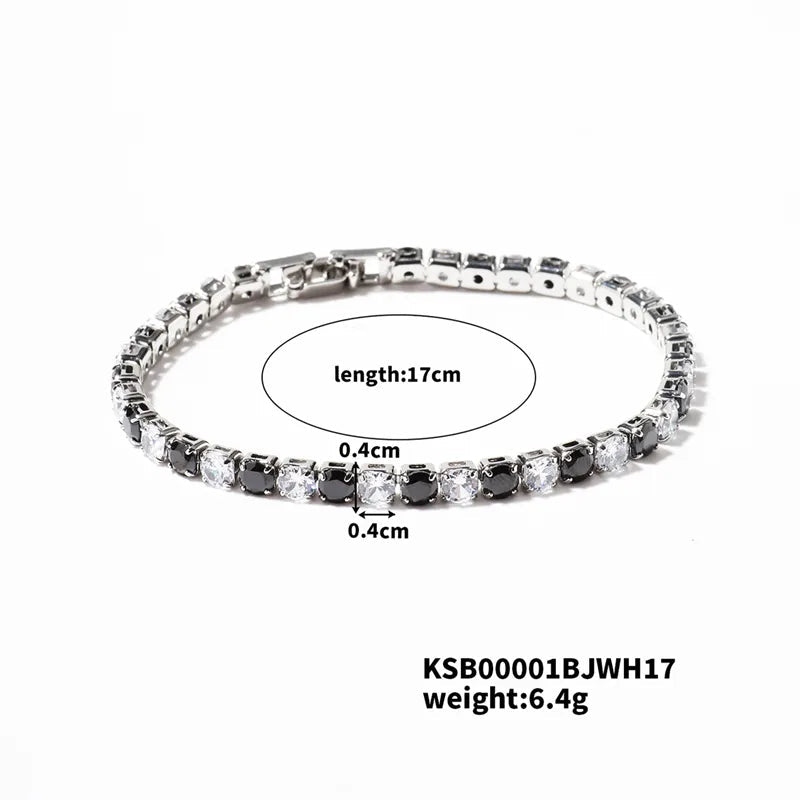 Hip-Hop Solid Color Copper Inlay Zircon K Gold Plated Rhodium Plated Unisex Tennis Bracelet - Canvas & Charms