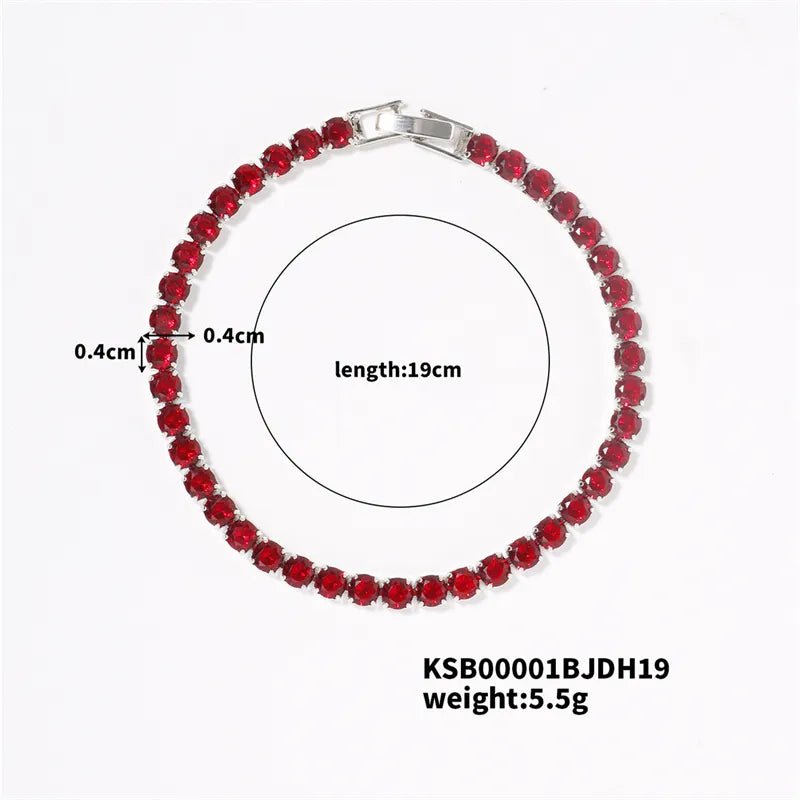Hip-Hop Solid Color Copper Inlay Zircon K Gold Plated Rhodium Plated Unisex Tennis Bracelet - Canvas & Charms