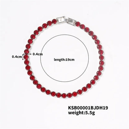 Hip-Hop Solid Color Copper Inlay Zircon K Gold Plated Rhodium Plated Unisex Tennis Bracelet - Canvas & Charms