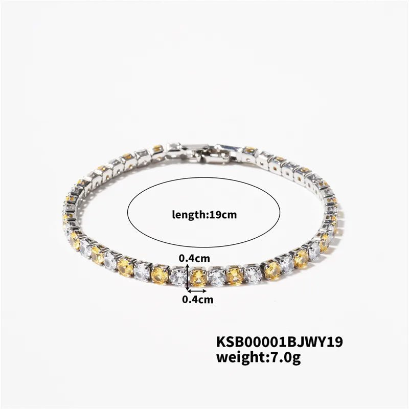 Hip-Hop Solid Color Copper Inlay Zircon K Gold Plated Rhodium Plated Unisex Tennis Bracelet - Canvas & Charms