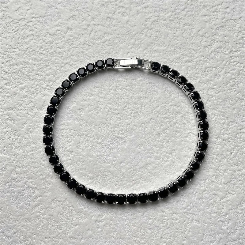 Hip-Hop Solid Color Copper Inlay Zircon K Gold Plated Rhodium Plated Unisex Tennis Bracelet - Canvas & Charms
