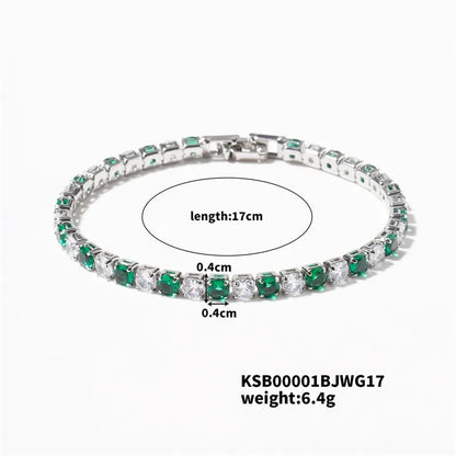 Hip-Hop Solid Color Copper Inlay Zircon K Gold Plated Rhodium Plated Unisex Tennis Bracelet - Canvas & Charms