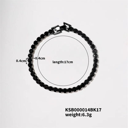 Hip-Hop Solid Color Copper Inlay Zircon K Gold Plated Rhodium Plated Unisex Tennis Bracelet - Canvas & Charms