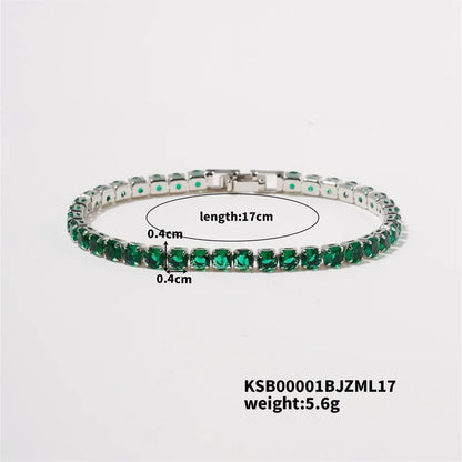 Hip-Hop Solid Color Copper Inlay Zircon K Gold Plated Rhodium Plated Unisex Tennis Bracelet - Canvas & Charms