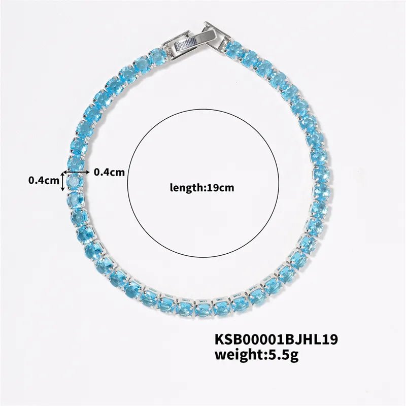 Hip-Hop Solid Color Copper Inlay Zircon K Gold Plated Rhodium Plated Unisex Tennis Bracelet - Canvas & Charms
