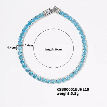 Hip-Hop Solid Color Copper Inlay Zircon K Gold Plated Rhodium Plated Unisex Tennis Bracelet - Canvas & Charms
