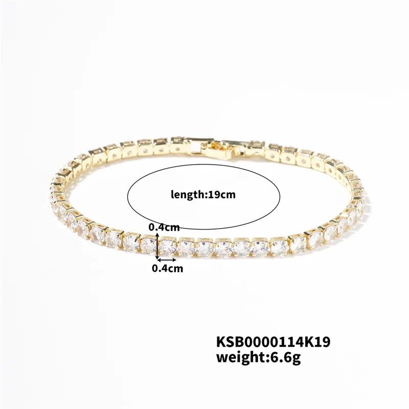 Hip-Hop Solid Color Copper Inlay Zircon K Gold Plated Rhodium Plated Unisex Tennis Bracelet - Canvas & Charms