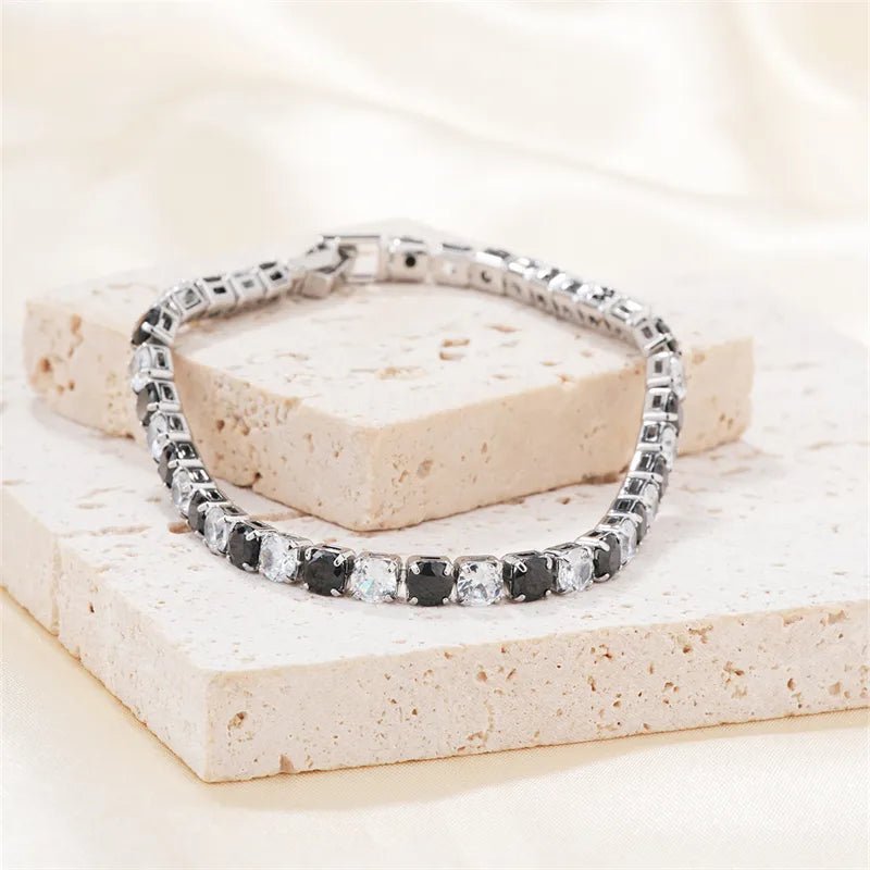 Hip-Hop Solid Color Copper Inlay Zircon K Gold Plated Rhodium Plated Unisex Tennis Bracelet - Canvas & Charms