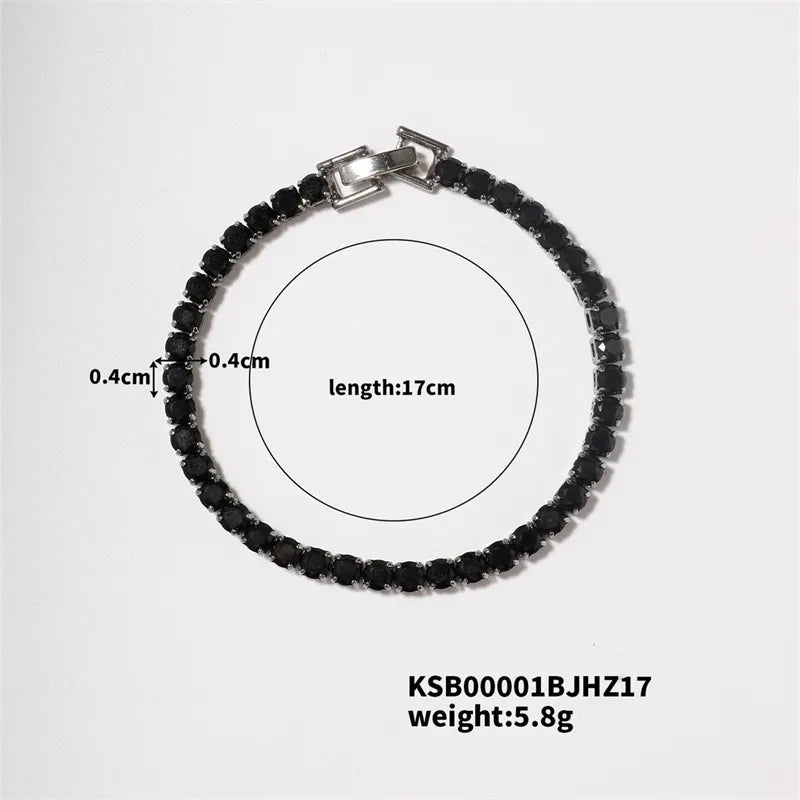 Hip-Hop Solid Color Copper Inlay Zircon K Gold Plated Rhodium Plated Unisex Tennis Bracelet - Canvas & Charms