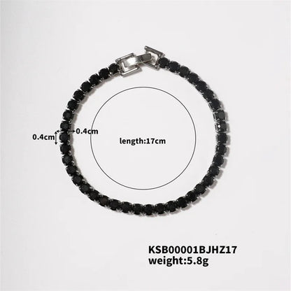 Hip-Hop Solid Color Copper Inlay Zircon K Gold Plated Rhodium Plated Unisex Tennis Bracelet - Canvas & Charms