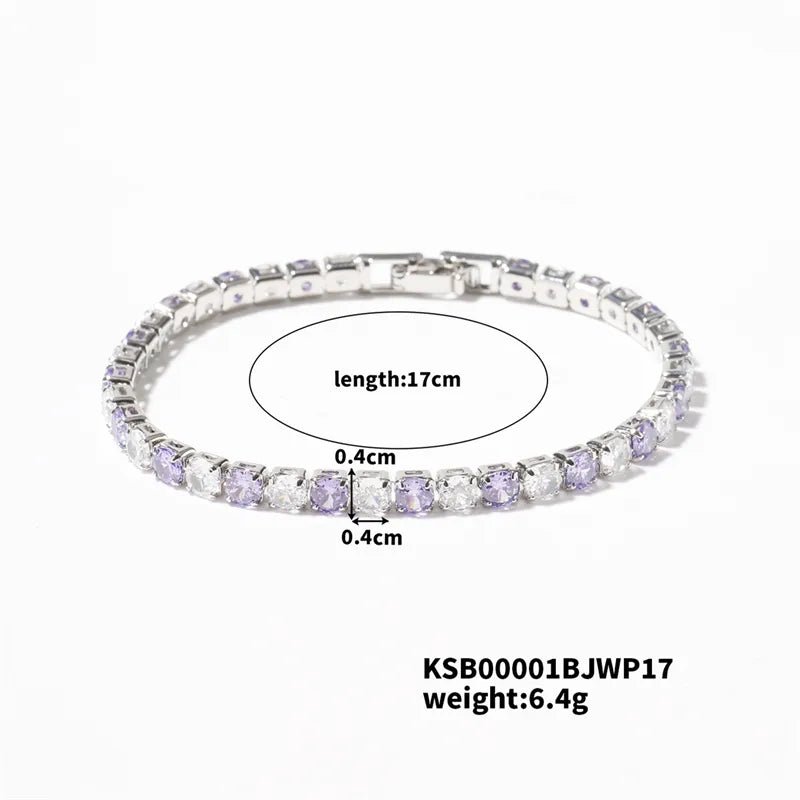 Hip-Hop Solid Color Copper Inlay Zircon K Gold Plated Rhodium Plated Unisex Tennis Bracelet - Canvas & Charms