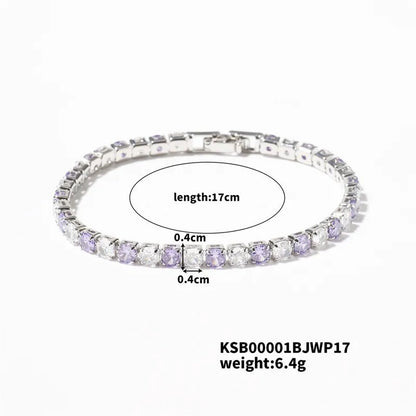 Hip-Hop Solid Color Copper Inlay Zircon K Gold Plated Rhodium Plated Unisex Tennis Bracelet - Canvas & Charms