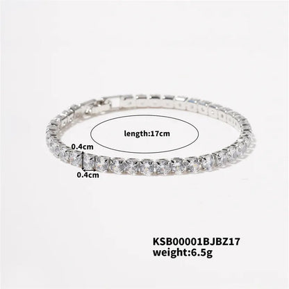 Hip-Hop Solid Color Copper Inlay Zircon K Gold Plated Rhodium Plated Unisex Tennis Bracelet - Canvas & Charms
