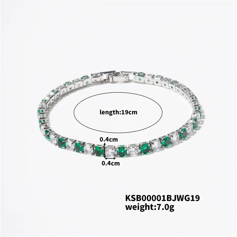 Hip-Hop Solid Color Copper Inlay Zircon K Gold Plated Rhodium Plated Unisex Tennis Bracelet - Canvas & Charms