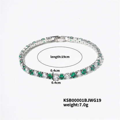 Hip-Hop Solid Color Copper Inlay Zircon K Gold Plated Rhodium Plated Unisex Tennis Bracelet - Canvas & Charms