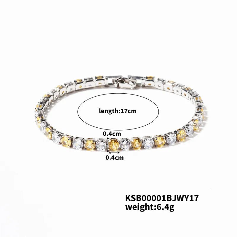 Hip-Hop Solid Color Copper Inlay Zircon K Gold Plated Rhodium Plated Unisex Tennis Bracelet - Canvas & Charms