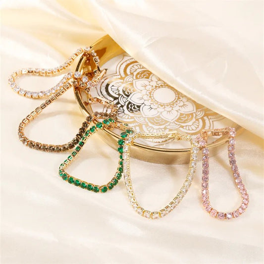 Hip-Hop Solid Color Copper Inlay Zircon K Gold Plated Rhodium Plated Unisex Tennis Bracelet - Canvas & Charms