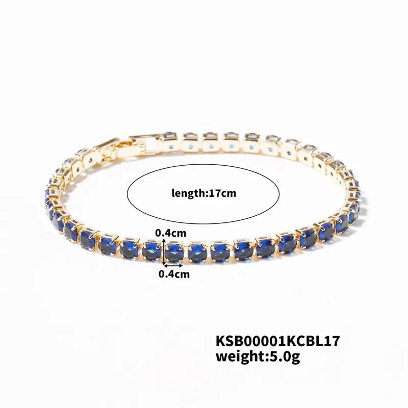 Hip-Hop Solid Color Copper Inlay Zircon K Gold Plated Rhodium Plated Unisex Tennis Bracelet - Canvas & Charms