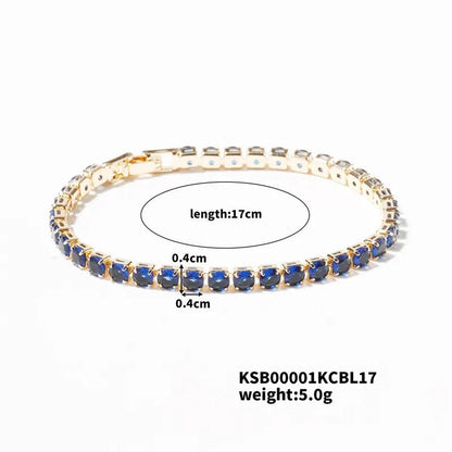 Hip-Hop Solid Color Copper Inlay Zircon K Gold Plated Rhodium Plated Unisex Tennis Bracelet - Canvas & Charms