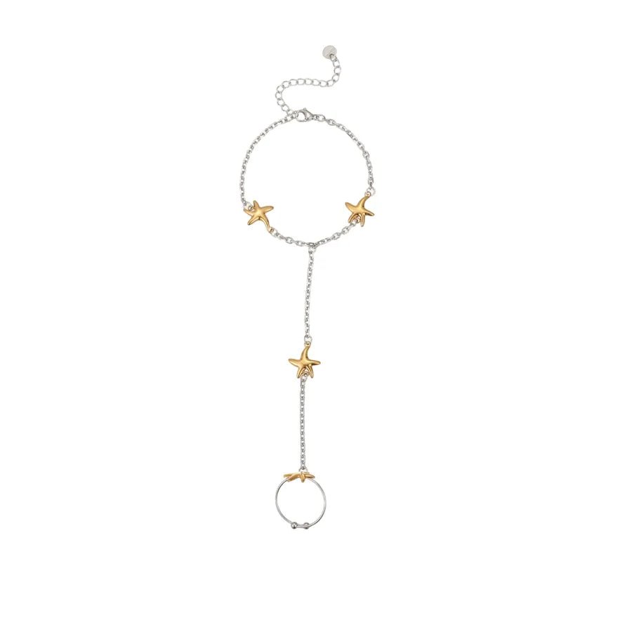 INS Stainless Steel Hand Jewelry Light Luxury High-End Fashionable Elegant Interlocking Starfish Interlocking Bracelet Jewelry Wholesale - Canvas & Charms
