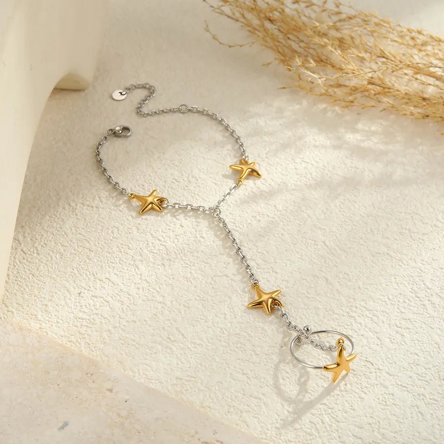 INS Stainless Steel Hand Jewelry Light Luxury High-End Fashionable Elegant Interlocking Starfish Interlocking Bracelet Jewelry Wholesale - Canvas & Charms