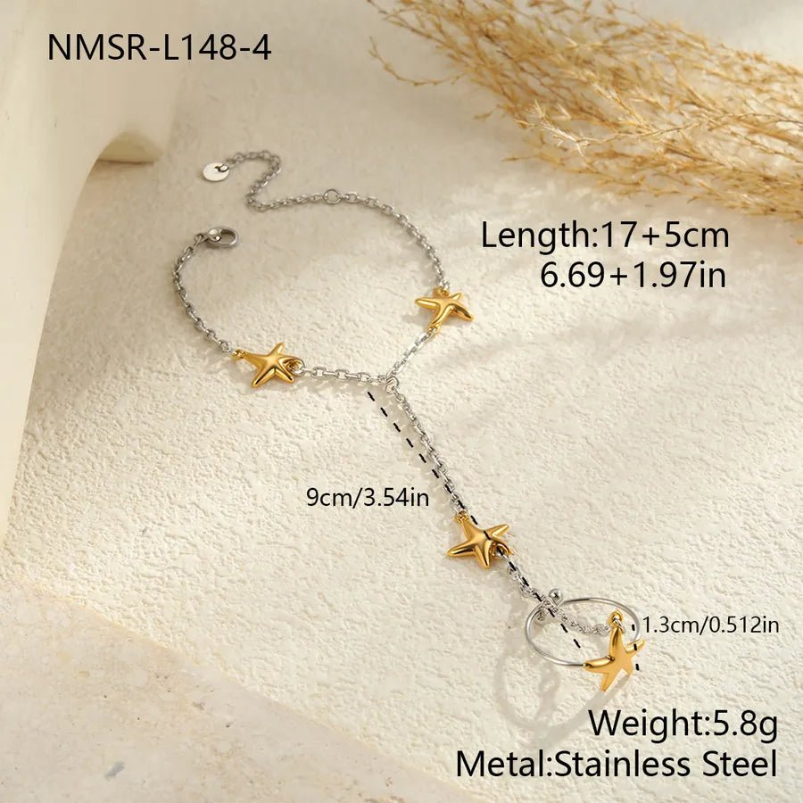 INS Stainless Steel Hand Jewelry Light Luxury High-End Fashionable Elegant Interlocking Starfish Interlocking Bracelet Jewelry Wholesale - Canvas & Charms