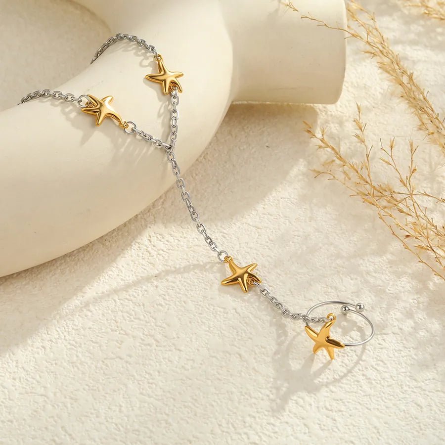 INS Stainless Steel Hand Jewelry Light Luxury High-End Fashionable Elegant Interlocking Starfish Interlocking Bracelet Jewelry Wholesale - Canvas & Charms