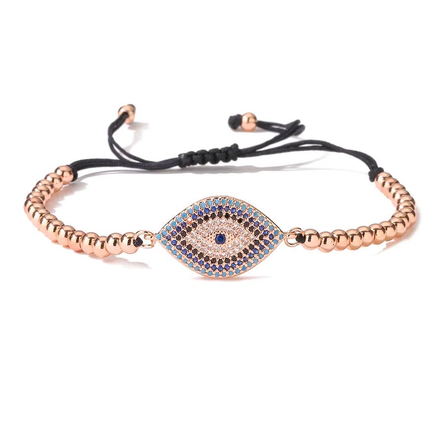 ins style devil's eye copper plating inlay zircon 18k gold plated bracelets - Canvas & Charms