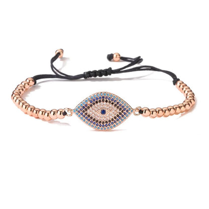 ins style devil's eye copper plating inlay zircon 18k gold plated bracelets - Canvas & Charms