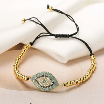 ins style devil's eye copper plating inlay zircon 18k gold plated bracelets - Canvas & Charms