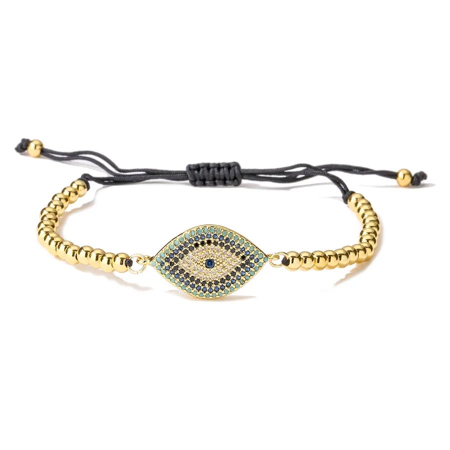 ins style devil's eye copper plating inlay zircon 18k gold plated bracelets - Canvas & Charms